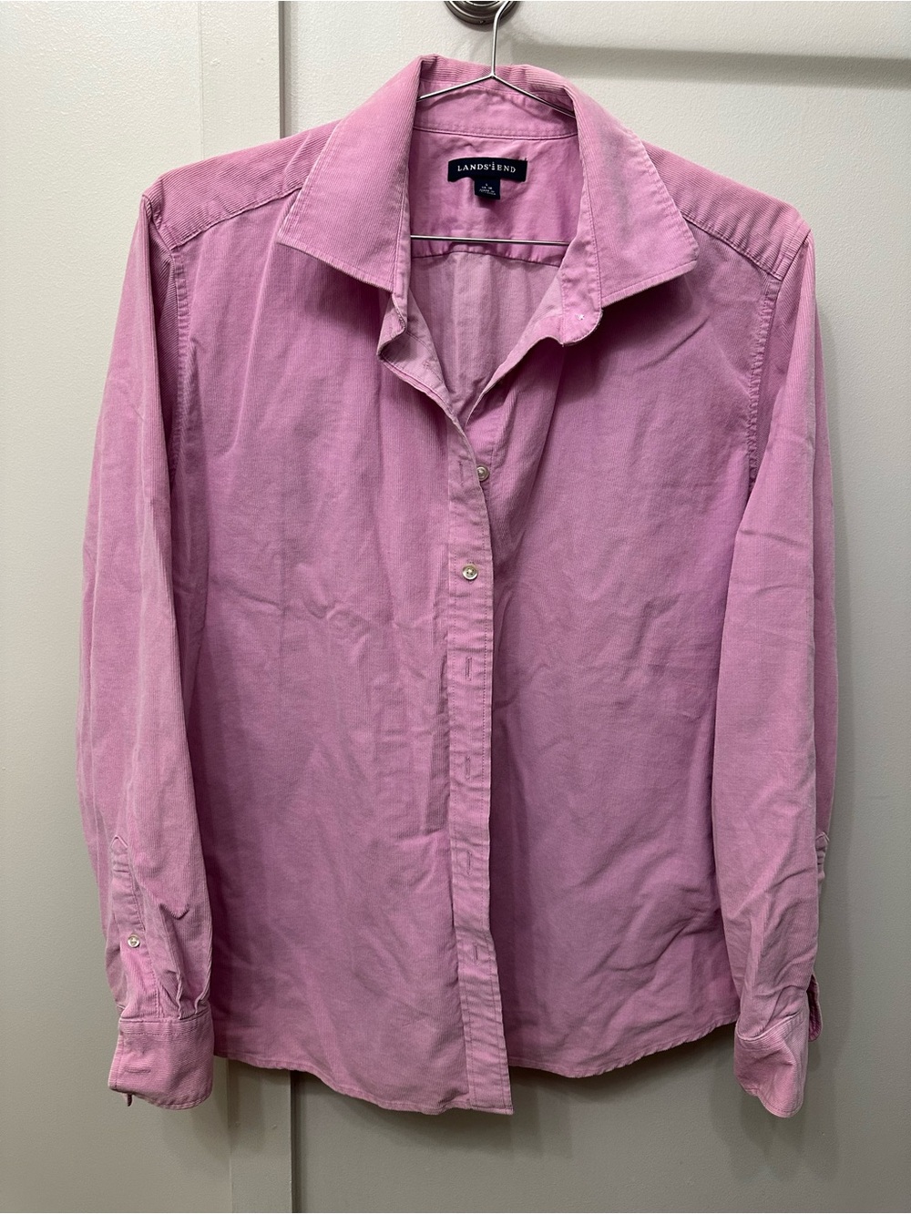 Lands’ End Pinky Purple Corduroy Button Up Shirt